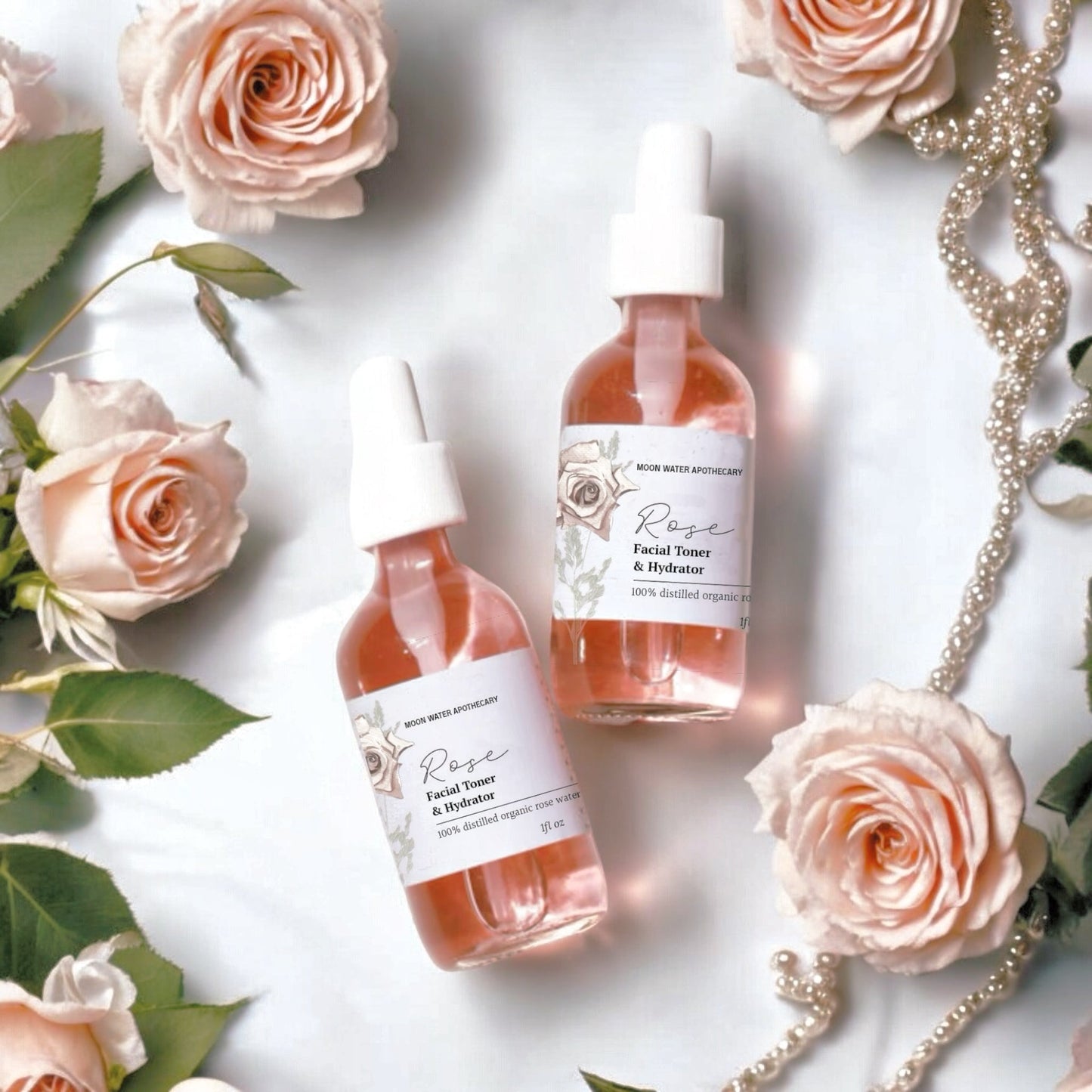 Handcrafted Rose Water Facial Toner, ALL Skin Types -- Organic Soothing, Hydrating Skin Care -- by Moon Water Apothecary!