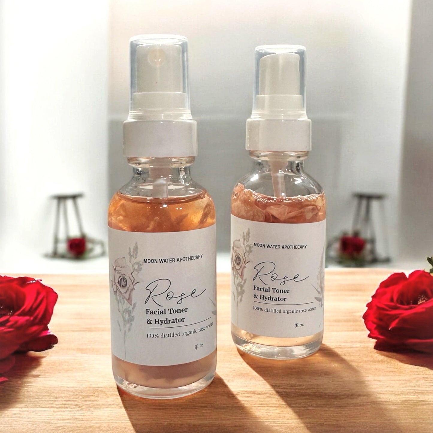 Handcrafted Rose Water Facial Toner, ALL Skin Types -- Organic Soothing, Hydrating Skin Care -- by Moon Water Apothecary!