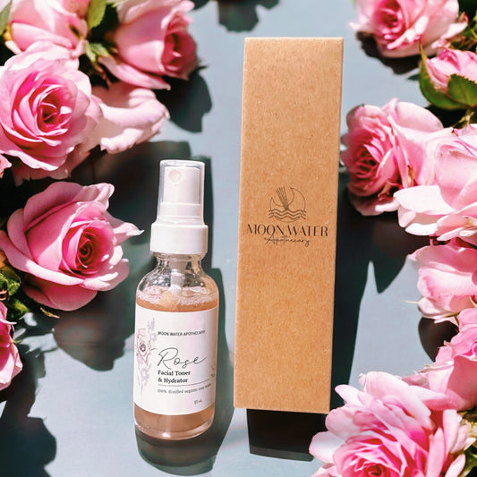Handcrafted Rose Water Facial Toner, ALL Skin Types -- Organic Soothing, Hydrating Skin Care -- by Moon Water Apothecary!